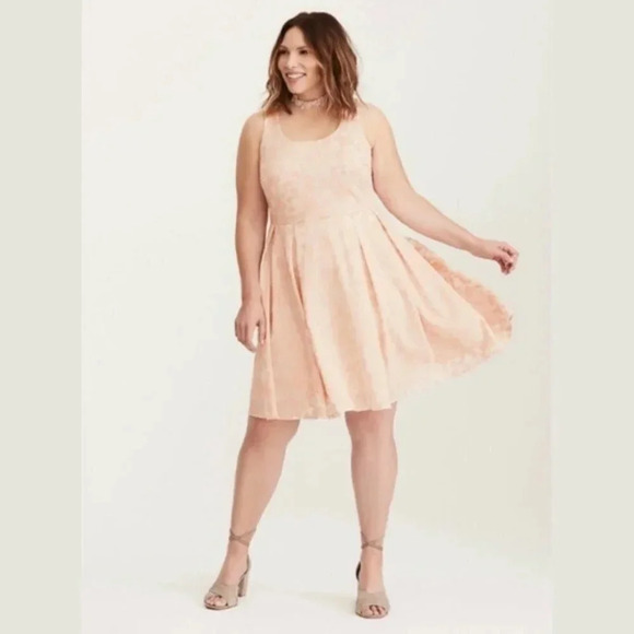 Torrid Textured  Floral Print Skater Dress - Picture 2 of 13